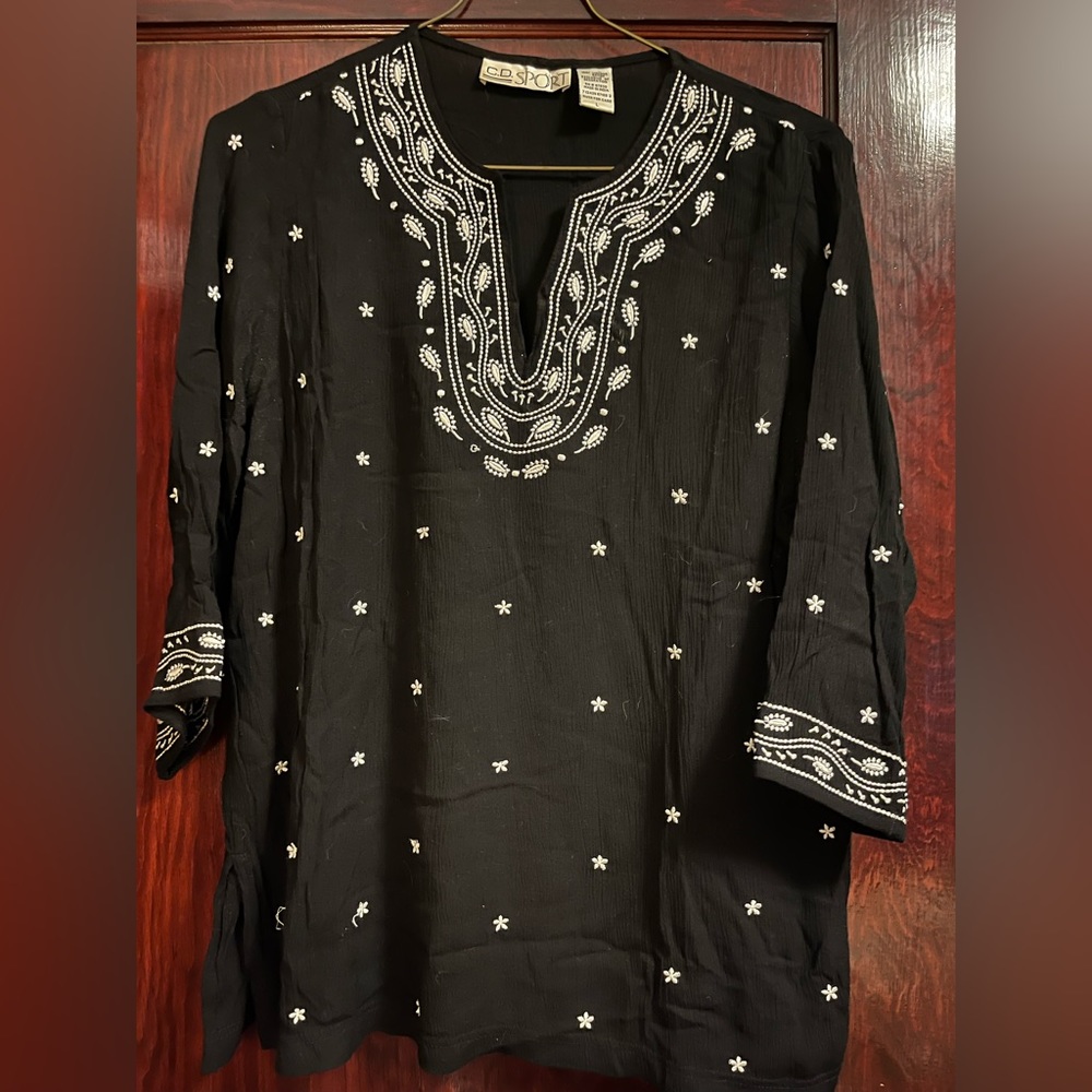 Black top, rayon, large, womens